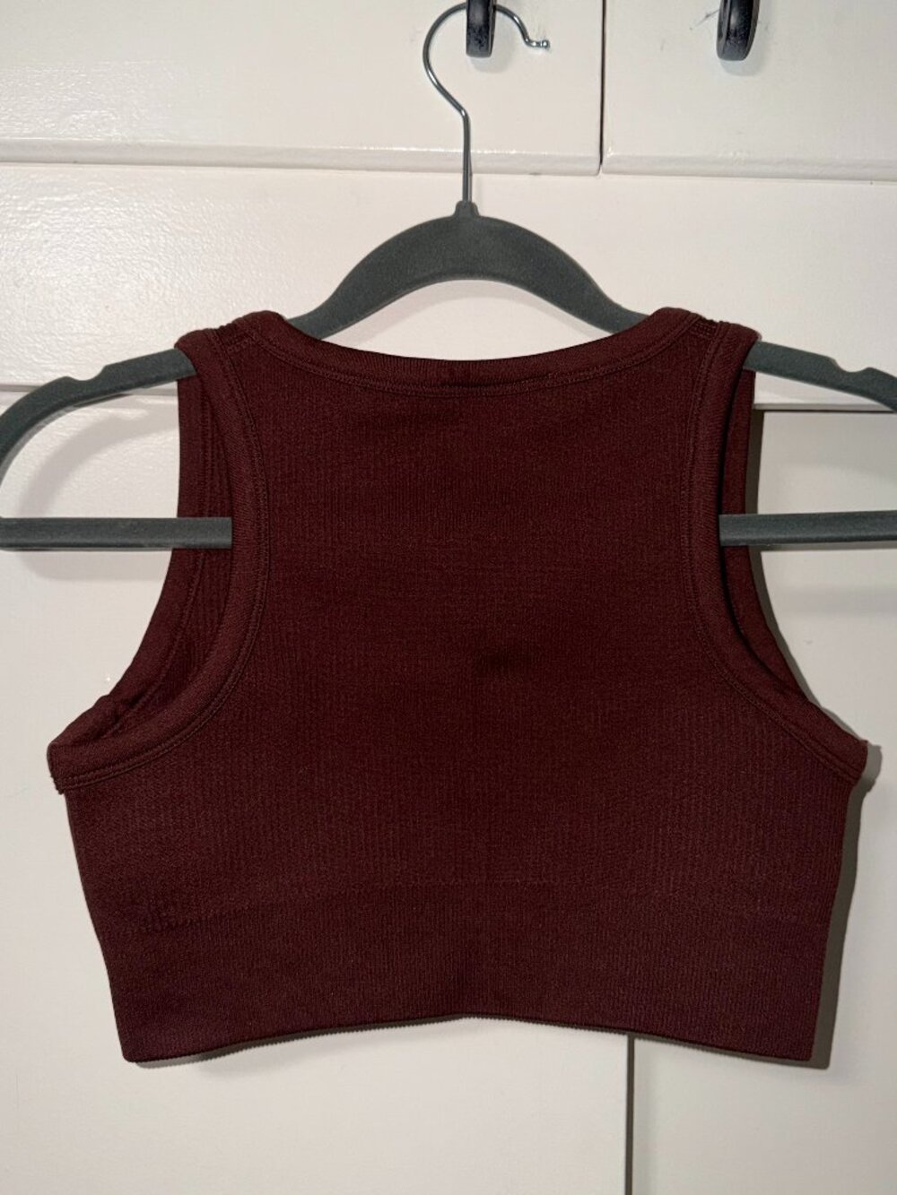 Bo+Tee Women's Ribbed Sports Bra Top in Dark Brown in Dark Brown - Picture 3 of 5